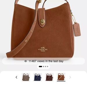 Coach Hadley Convertible Crossbody Bag In Suede Gold/Sienna NWOT